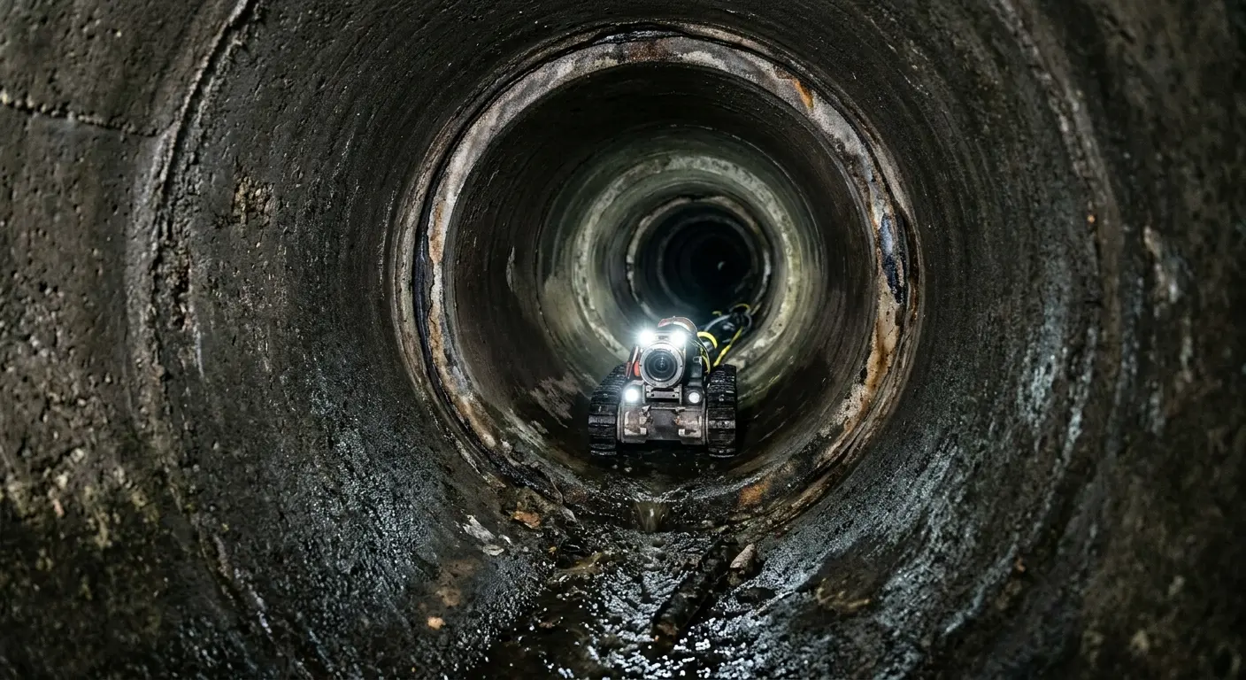 Robotic sewer camera inspecting pipe interior for Sewer Line Repair in Norfolk